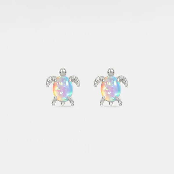 Skilpadde-øredobber med opal (sølv)