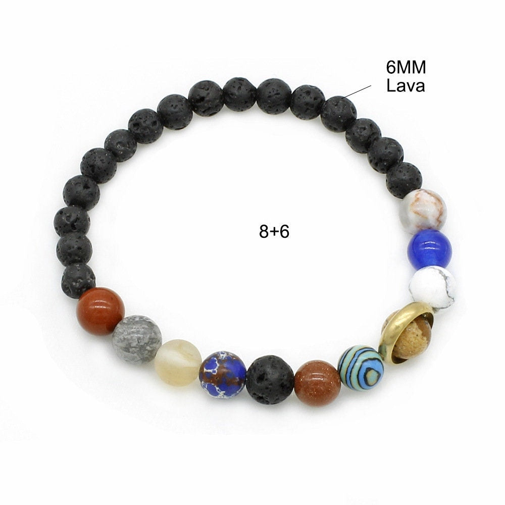Planetarmbånd (lavastein) - Nerdebutikken